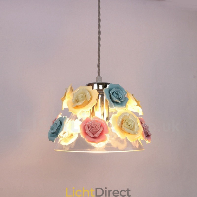 Multi Colours Flower Macaron Plafond Hanglamp met Glazen Kap Hanglamp