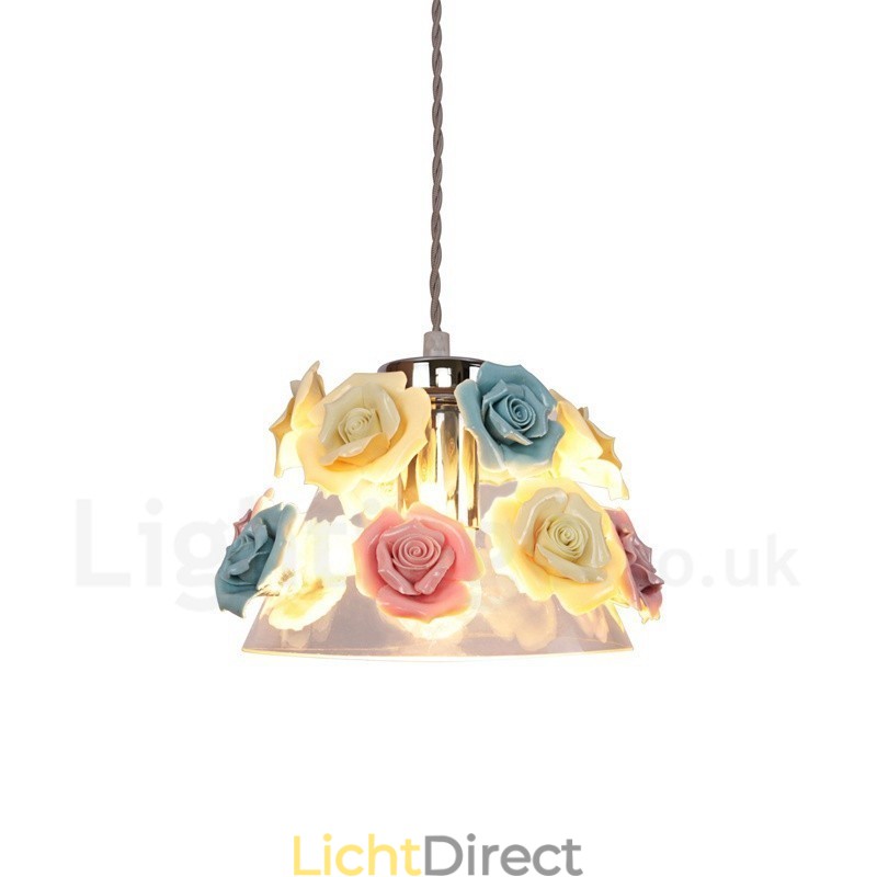 Multi Colours Flower Macaron Plafond Hanglamp met Glazen Kap Hanglamp