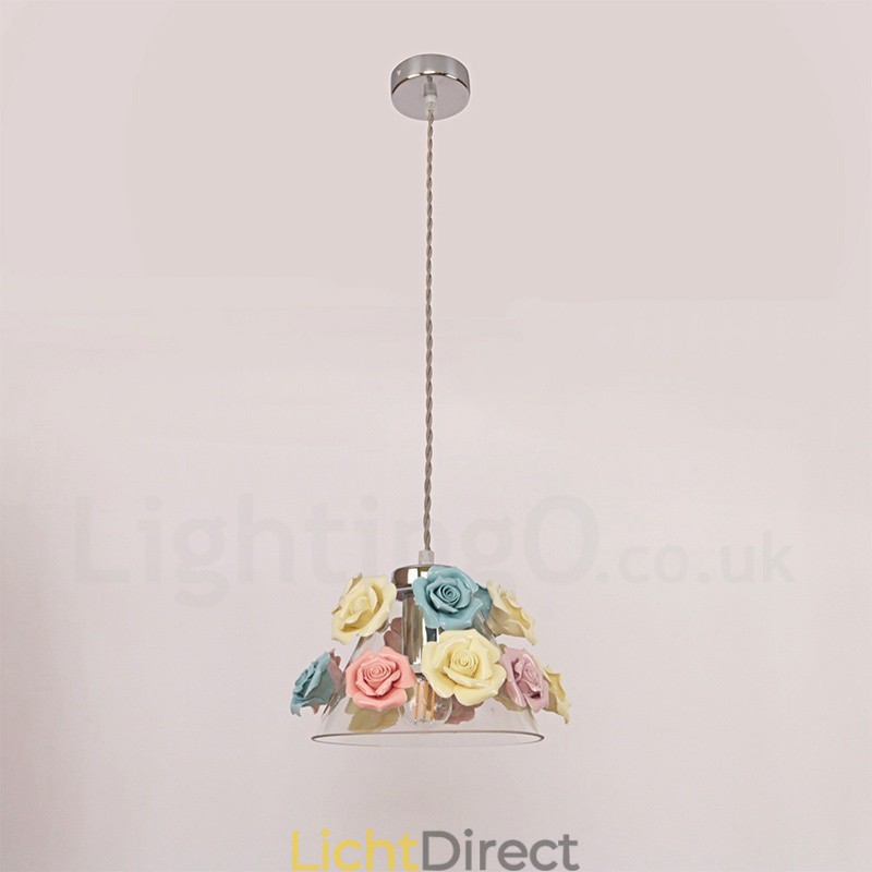 Multi Colours Flower Macaron Plafond Hanglamp met Glazen Kap Hanglamp