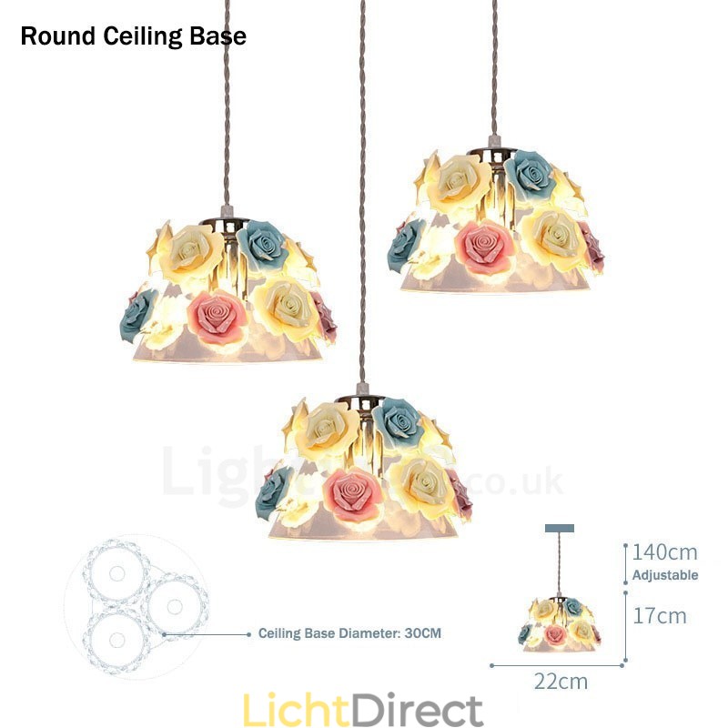 Multi Colours Flower Macaron Plafond Hanglamp met Glazen Kap Hanglamp