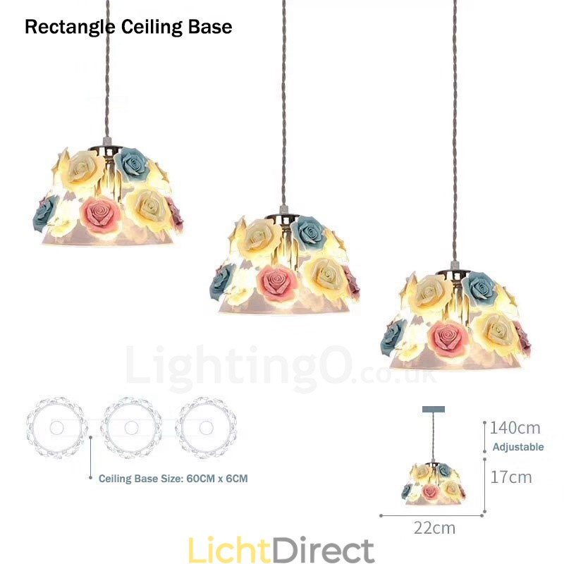 Multi Colours Flower Macaron Plafond Hanglamp met Glazen Kap Hanglamp