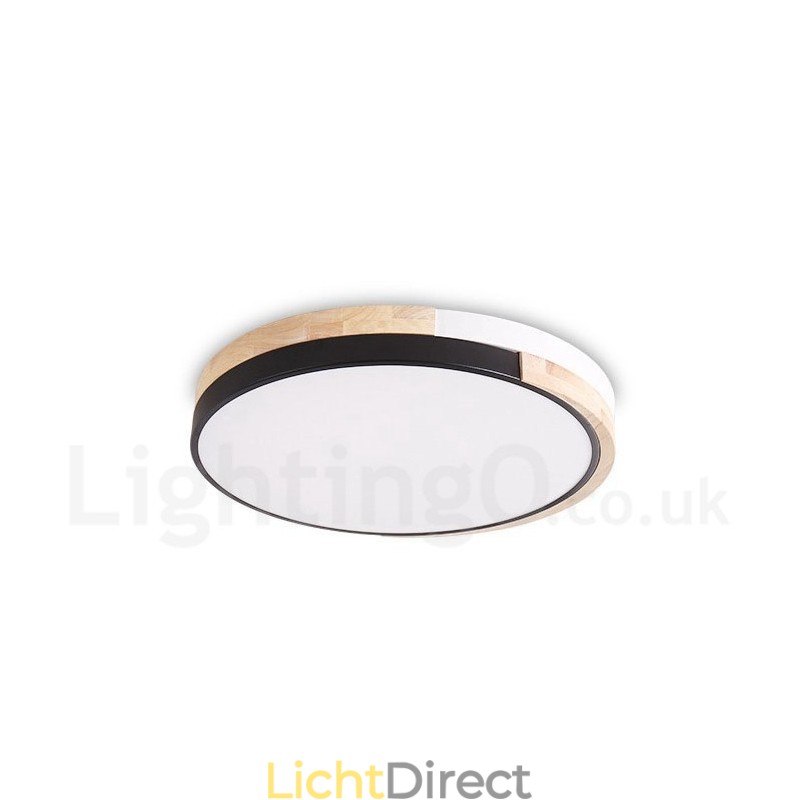 Dimbare ronde plafondlamp van hout met meerdere kleuren en acryl kap Plafondlamp in Scandinavische stijl