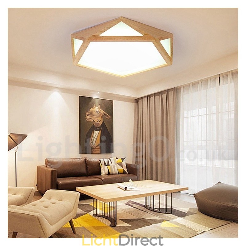 Dimbare Multi Styles Houten Plafondlamp met Acryl Kap Plafondlamp Scandinavische Stijl