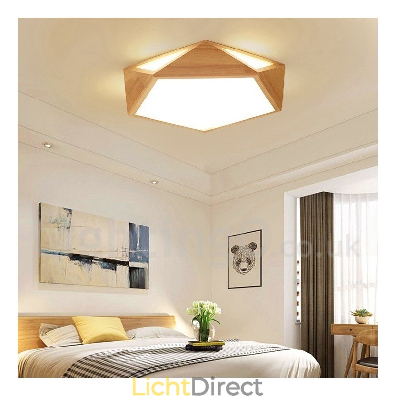 Dimbare Multi Styles Houten Plafondlamp met Acryl Kap Plafondlamp Scandinavische Stijl