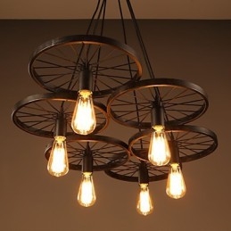 Verlichting Industriële Loft Stijl Smeedijzeren Kroonluchter Café Wiel Kroonluchter