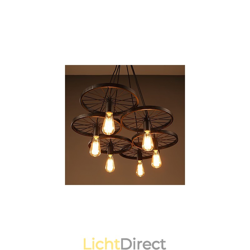 Verlichting Industriële Loft Stijl Smeedijzeren Kroonluchter Café Wiel Kroonluchter