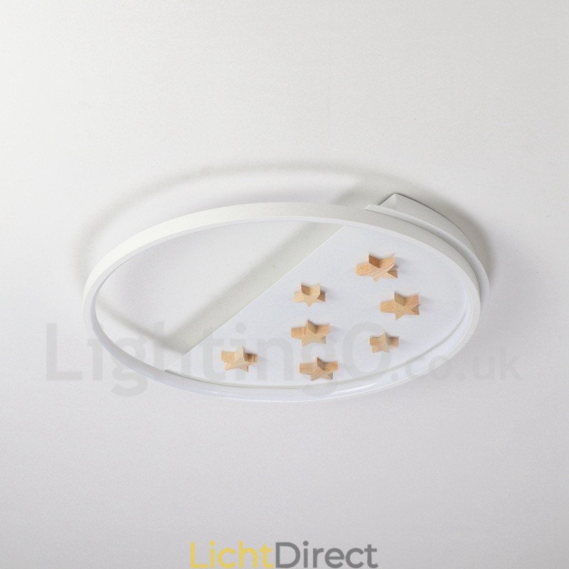 Dimbare witte sterren ronde houten plafondlamp Ultradunne plafondlamp Kan ook als wandlamp worden gebruikt