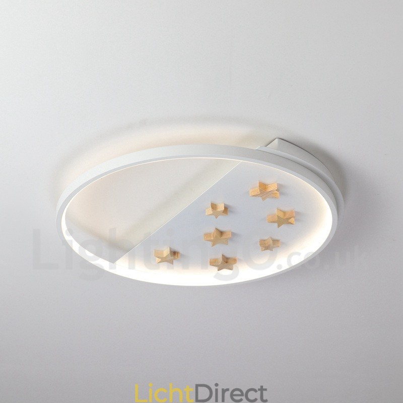 Dimbare witte sterren ronde houten plafondlamp Ultradunne plafondlamp Kan ook als wandlamp worden gebruikt