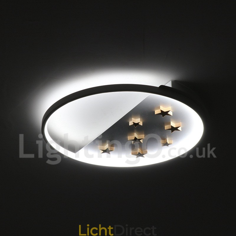Dimbare witte sterren ronde houten plafondlamp Ultradunne plafondlamp Kan ook als wandlamp worden gebruikt