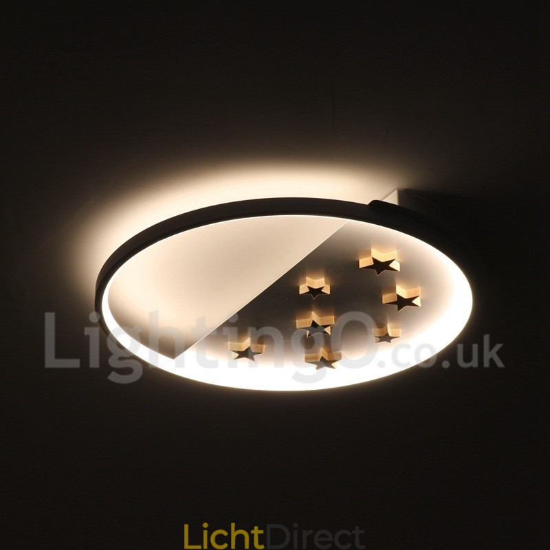 Dimbare witte sterren ronde houten plafondlamp Ultradunne plafondlamp Kan ook als wandlamp worden gebruikt