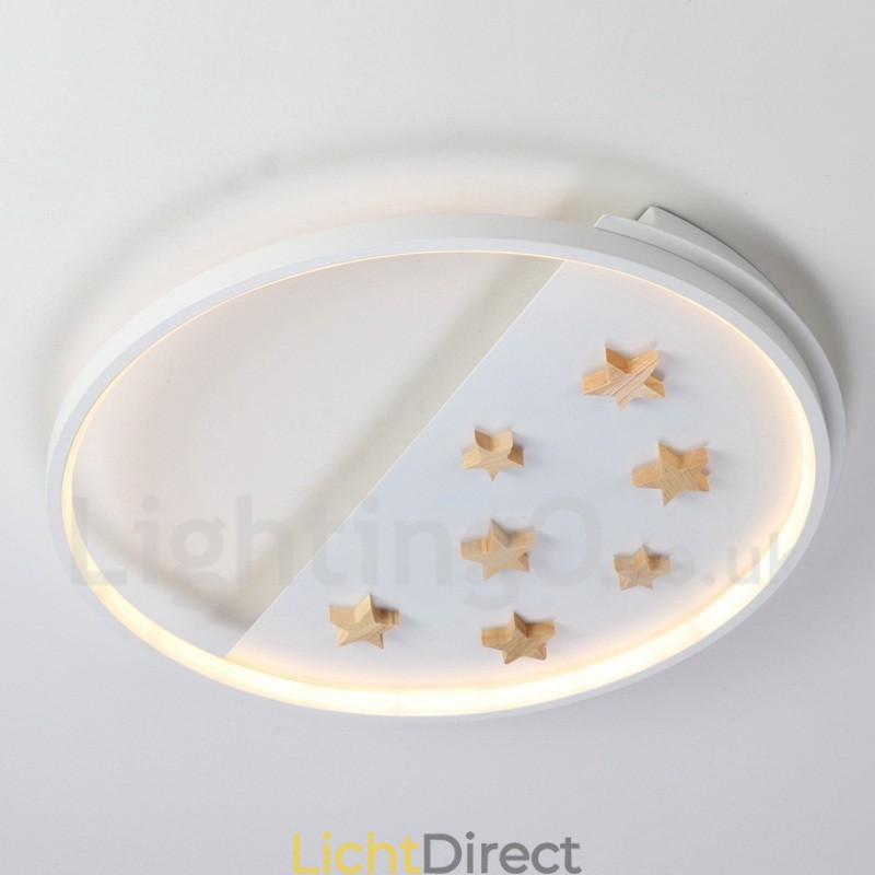Dimbare witte sterren ronde houten plafondlamp Ultradunne plafondlamp Kan ook als wandlamp worden gebruikt