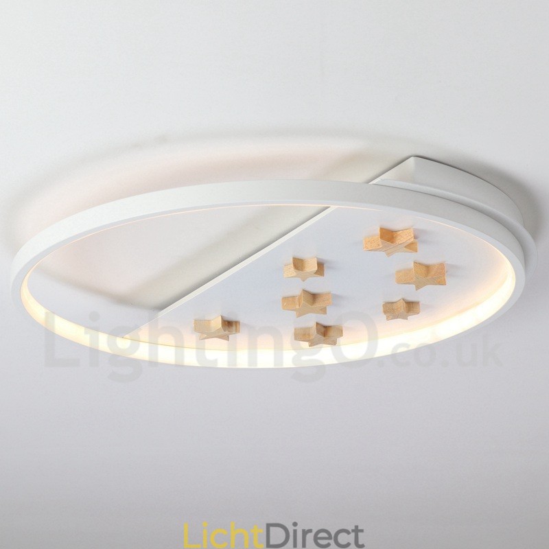 Dimbare witte sterren ronde houten plafondlamp Ultradunne plafondlamp Kan ook als wandlamp worden gebruikt