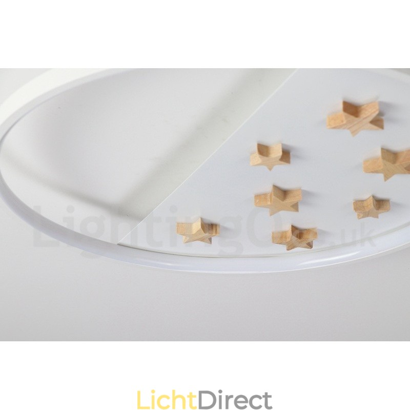 Dimbare witte sterren ronde houten plafondlamp Ultradunne plafondlamp Kan ook als wandlamp worden gebruikt