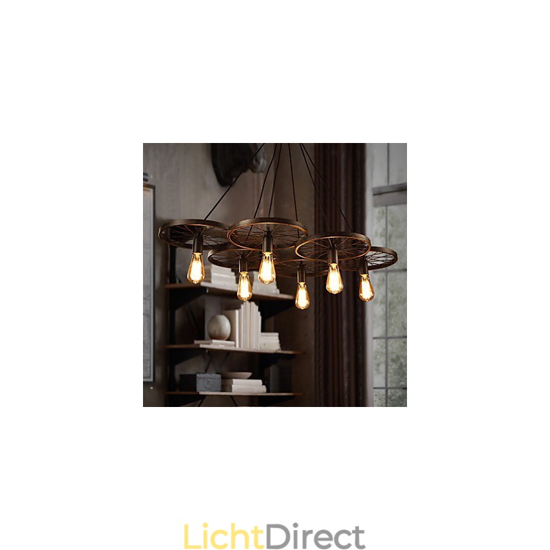 Verlichting Industriële Loft Stijl Smeedijzeren Kroonluchter Café Wiel Kroonluchter