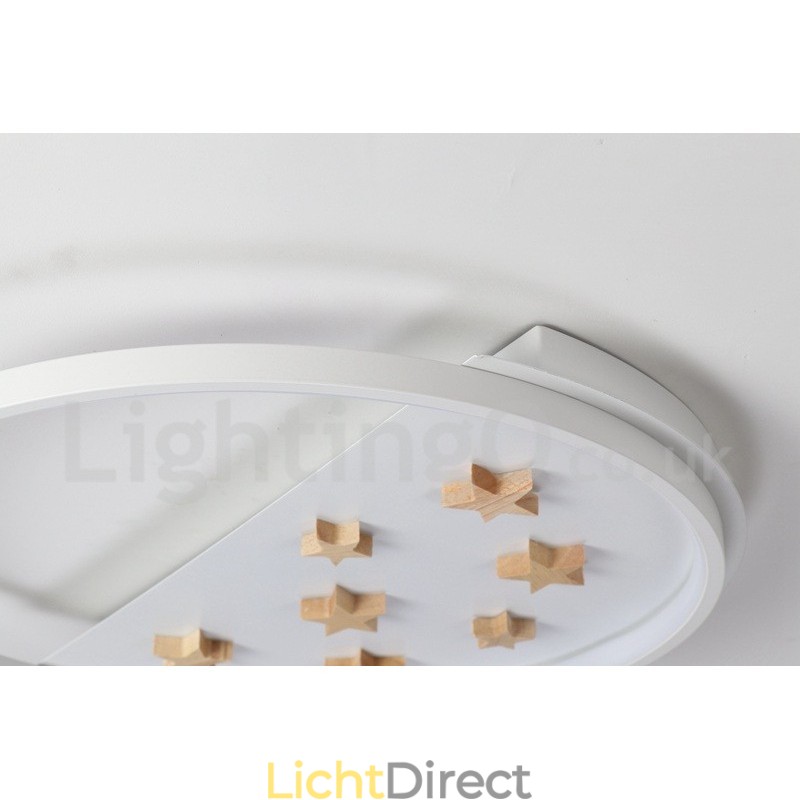 Dimbare witte sterren ronde houten plafondlamp Ultradunne plafondlamp Kan ook als wandlamp worden gebruikt