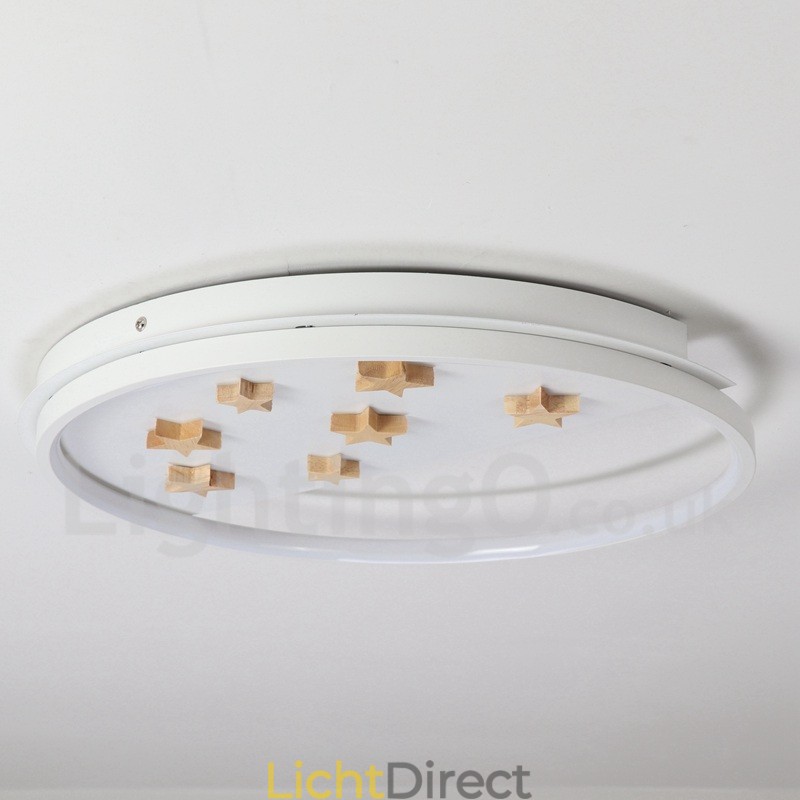Dimbare witte sterren ronde houten plafondlamp Ultradunne plafondlamp Kan ook als wandlamp worden gebruikt