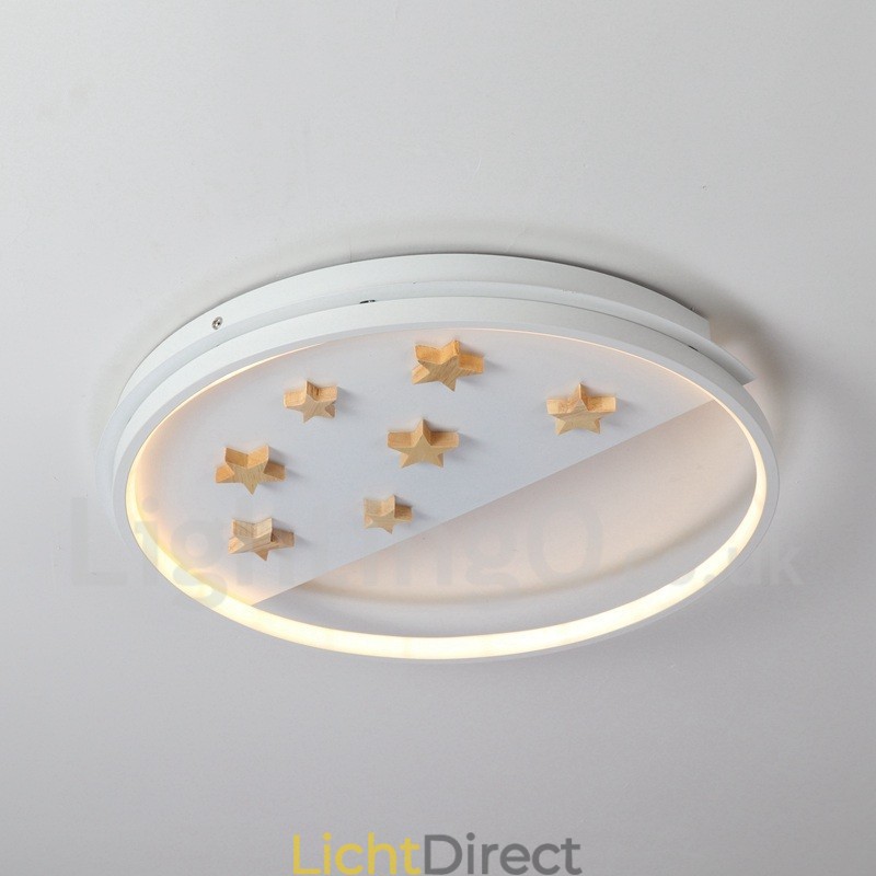 Dimbare witte sterren ronde houten plafondlamp Ultradunne plafondlamp Kan ook als wandlamp worden gebruikt