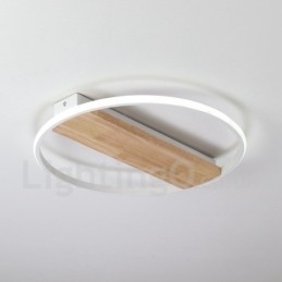 Dimbare witte ronde houten plafondlamp Ultradunne plafondlamp Kan ook als wandlamp worden gebruikt