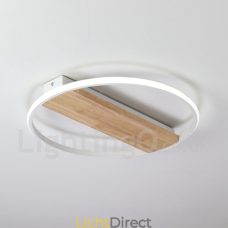 Dimbare witte ronde houten plafondlamp Ultradunne plafondlamp Kan ook als wandlamp worden gebruikt