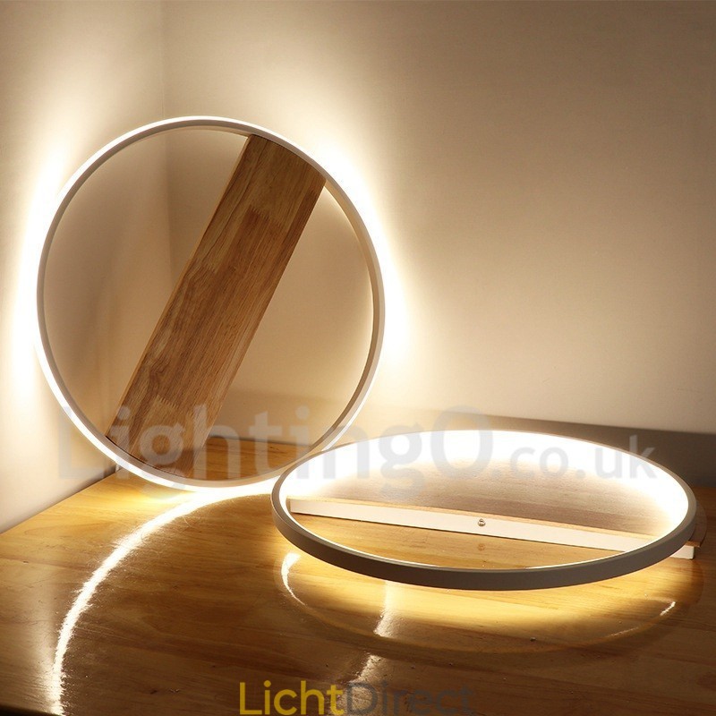 Dimbare witte ronde houten plafondlamp Ultradunne plafondlamp Kan ook als wandlamp worden gebruikt