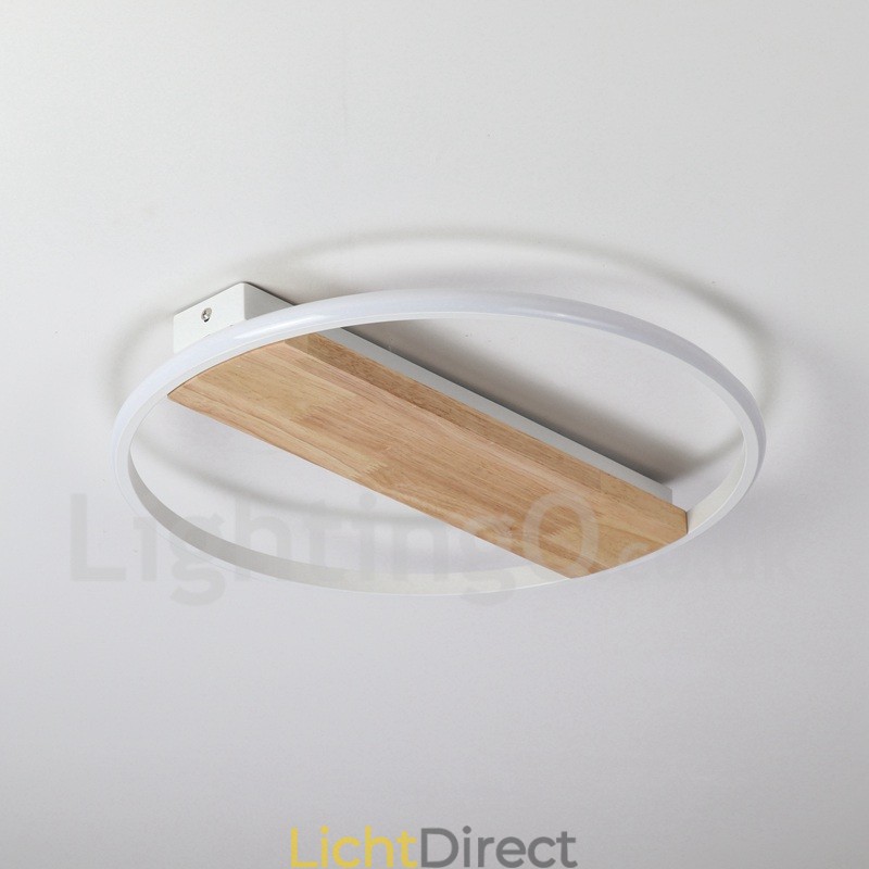 Dimbare witte ronde houten plafondlamp Ultradunne plafondlamp Kan ook als wandlamp worden gebruikt