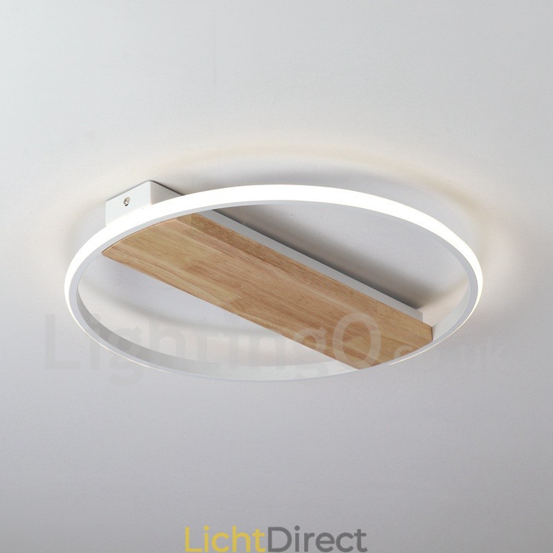 Dimbare witte ronde houten plafondlamp Ultradunne plafondlamp Kan ook als wandlamp worden gebruikt