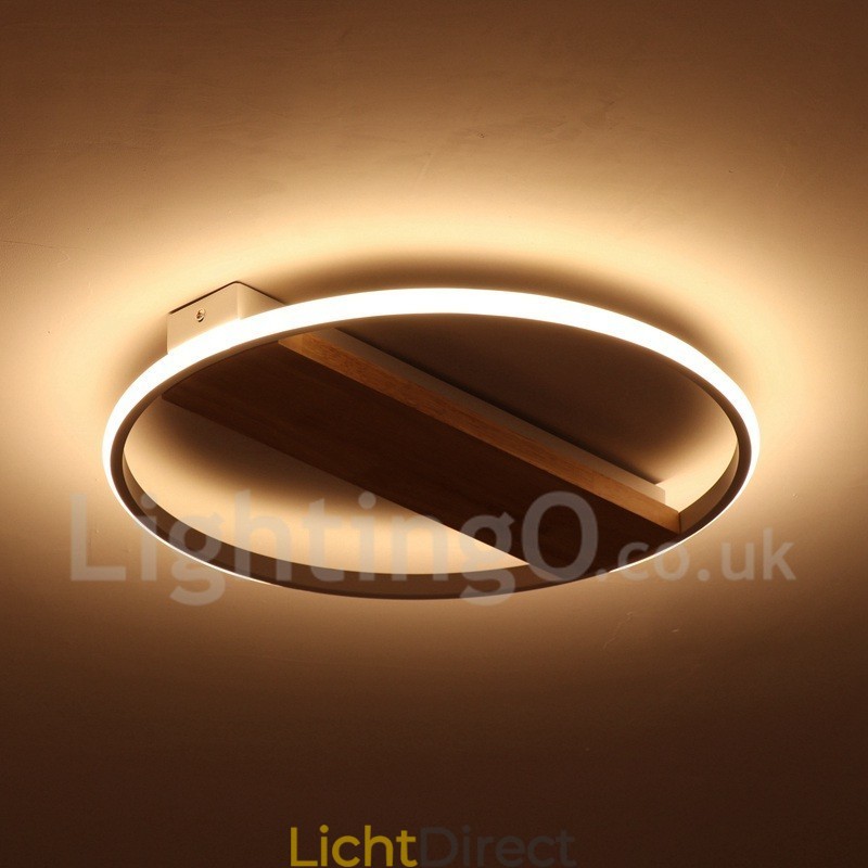 Dimbare witte ronde houten plafondlamp Ultradunne plafondlamp Kan ook als wandlamp worden gebruikt