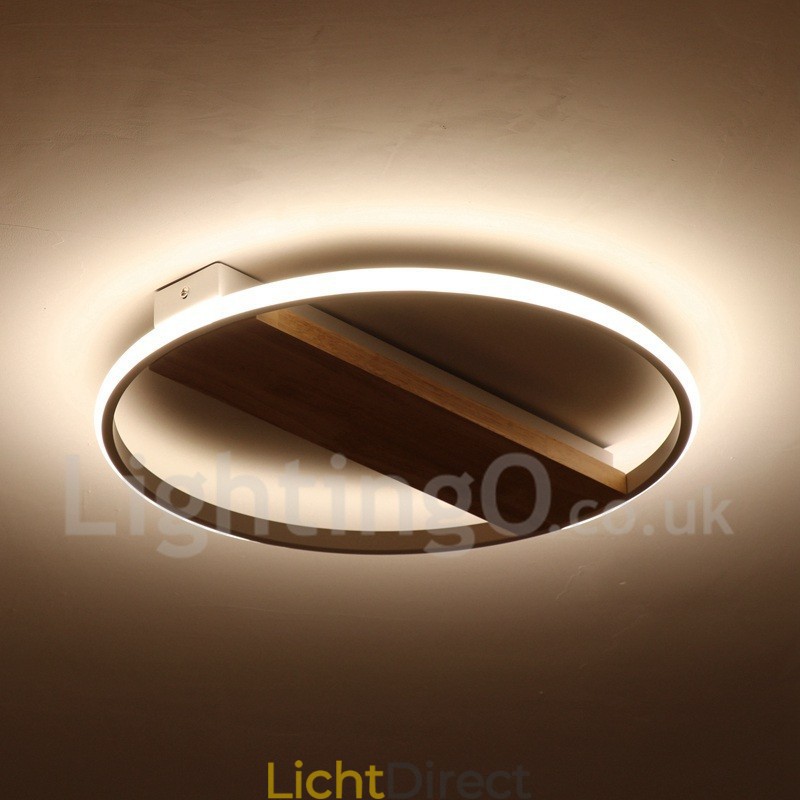 Dimbare witte ronde houten plafondlamp Ultradunne plafondlamp Kan ook als wandlamp worden gebruikt