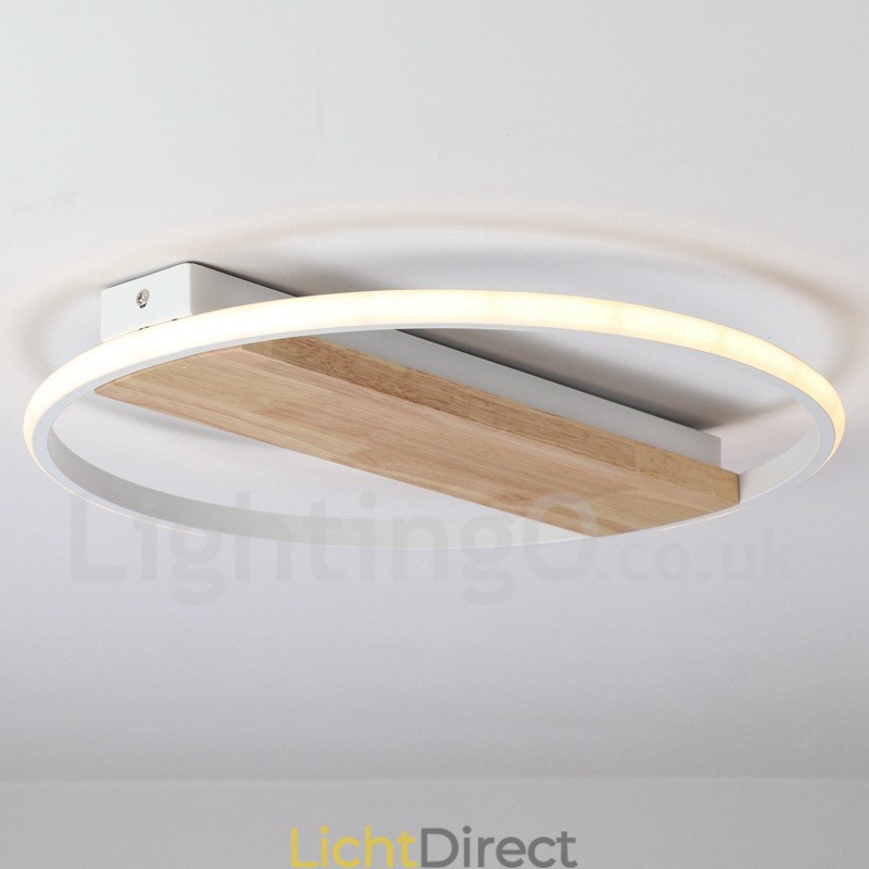 Dimbare witte ronde houten plafondlamp Ultradunne plafondlamp Kan ook als wandlamp worden gebruikt