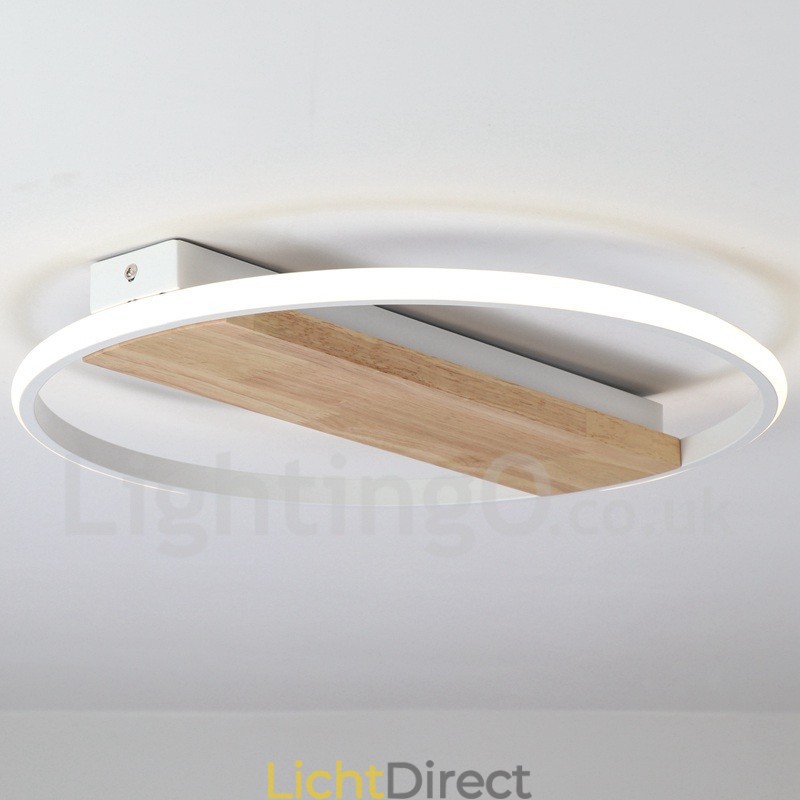 Dimbare witte ronde houten plafondlamp Ultradunne plafondlamp Kan ook als wandlamp worden gebruikt