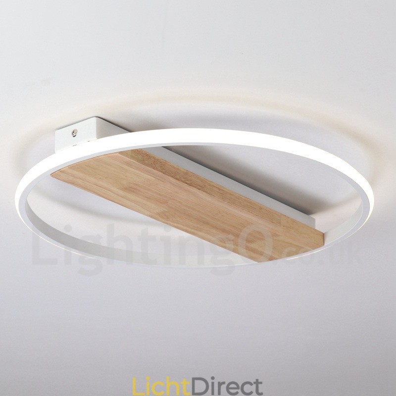 Dimbare witte ronde houten plafondlamp Ultradunne plafondlamp Kan ook als wandlamp worden gebruikt