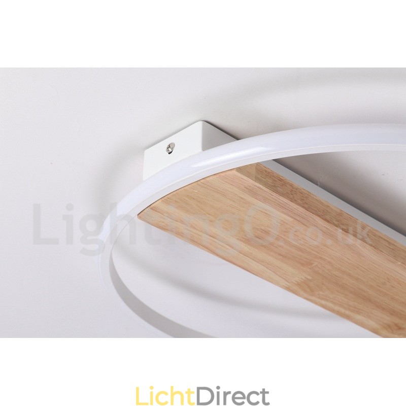 Dimbare witte ronde houten plafondlamp Ultradunne plafondlamp Kan ook als wandlamp worden gebruikt
