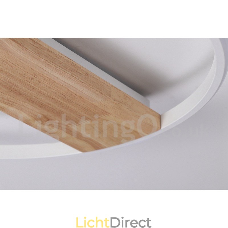 Dimbare witte ronde houten plafondlamp Ultradunne plafondlamp Kan ook als wandlamp worden gebruikt