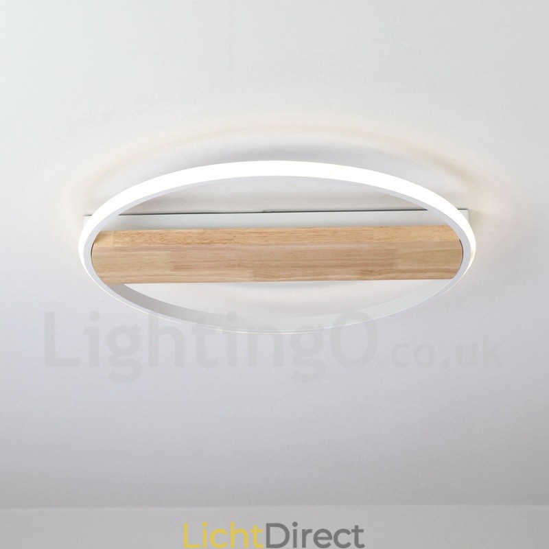 Dimbare witte ronde houten plafondlamp Ultradunne plafondlamp Kan ook als wandlamp worden gebruikt