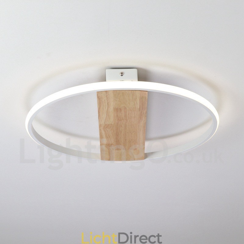 Dimbare witte ronde houten plafondlamp Ultradunne plafondlamp Kan ook als wandlamp worden gebruikt