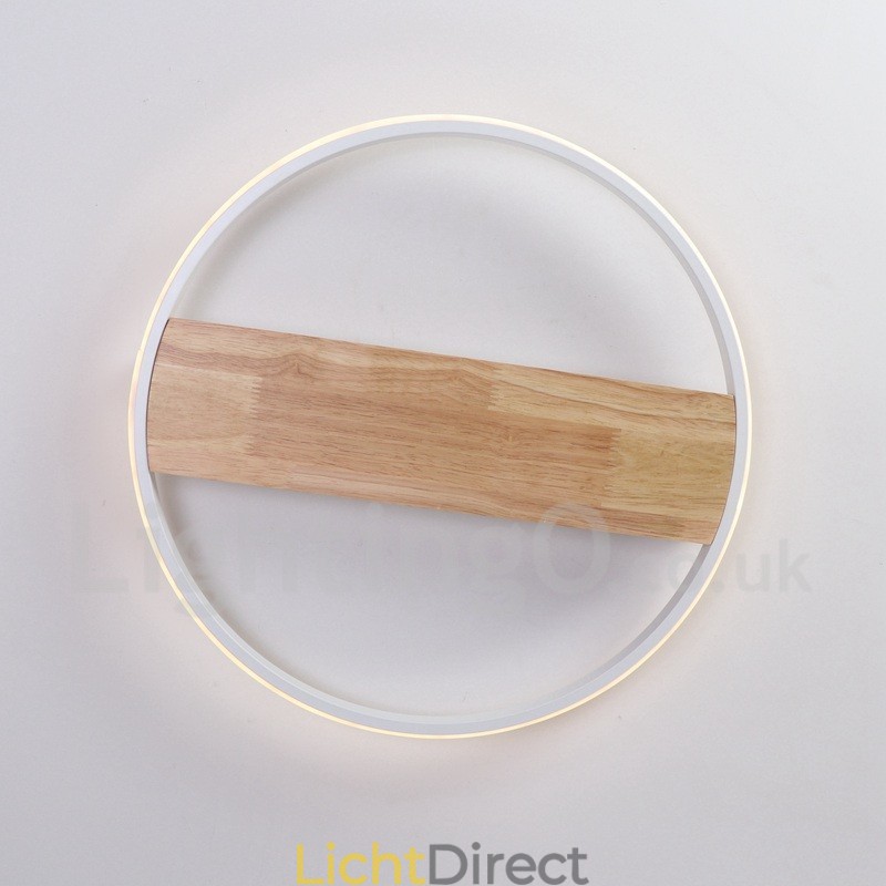 Dimbare witte ronde houten plafondlamp Ultradunne plafondlamp Kan ook als wandlamp worden gebruikt