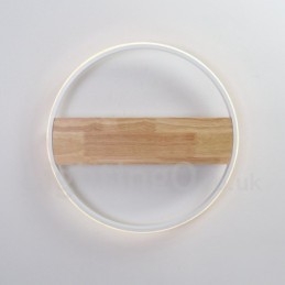 Dimbare witte ronde houten plafondlamp Ultradunne plafondlamp Kan ook als wandlamp worden gebruikt