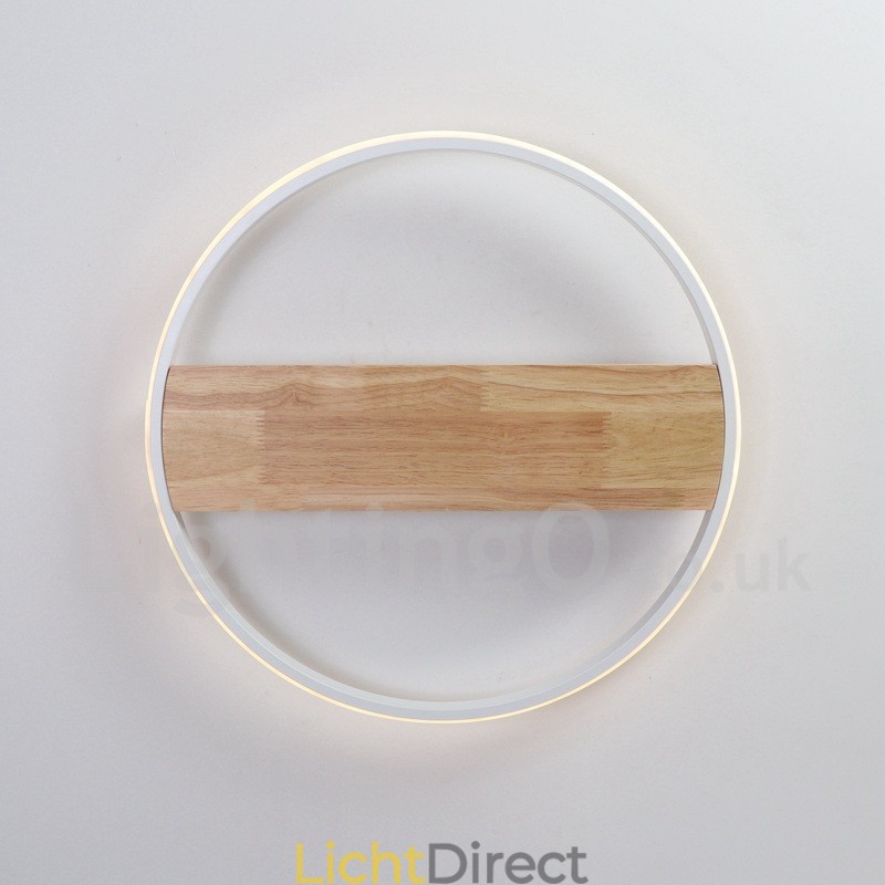 Dimbare witte ronde houten plafondlamp Ultradunne plafondlamp Kan ook als wandlamp worden gebruikt