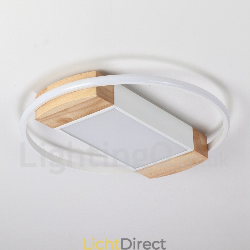Dimbare witte ronde houten plafondlamp Ultradunne plafondlamp Kan ook als wandlamp worden gebruikt