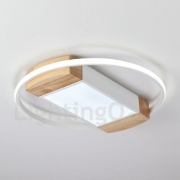 Dimbare witte ronde houten plafondlamp Ultradunne plafondlamp Kan ook als wandlamp worden gebruikt
