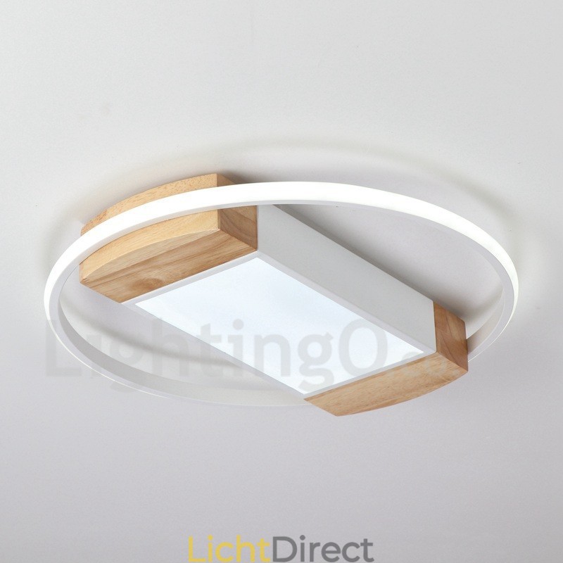 Dimbare witte ronde houten plafondlamp Ultradunne plafondlamp Kan ook als wandlamp worden gebruikt