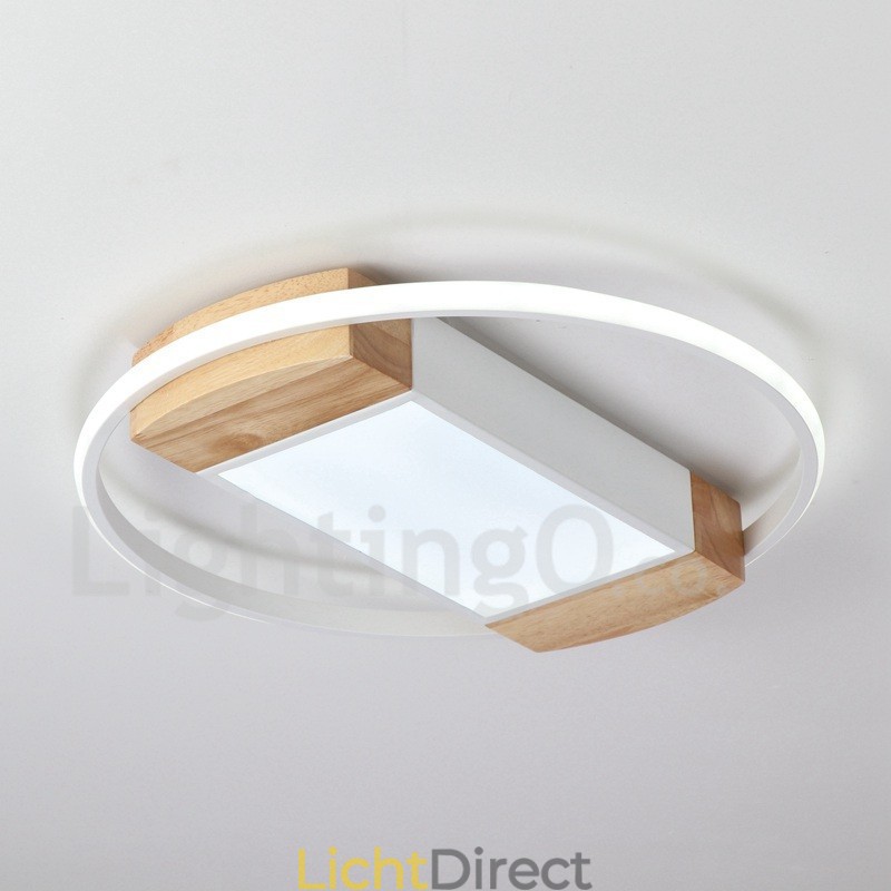 Dimbare witte ronde houten plafondlamp Ultradunne plafondlamp Kan ook als wandlamp worden gebruikt