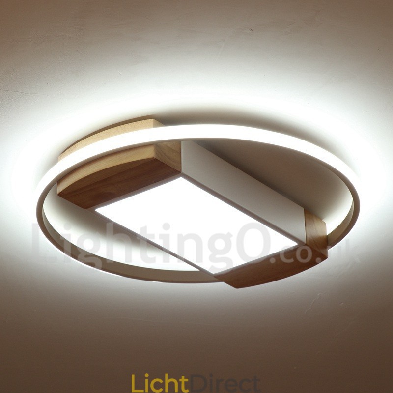 Dimbare witte ronde houten plafondlamp Ultradunne plafondlamp Kan ook als wandlamp worden gebruikt