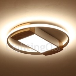 Dimbare witte ronde houten plafondlamp Ultradunne plafondlamp Kan ook als wandlamp worden gebruikt