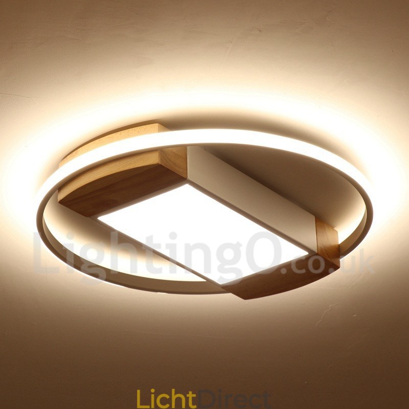 Dimbare witte ronde houten plafondlamp Ultradunne plafondlamp Kan ook als wandlamp worden gebruikt