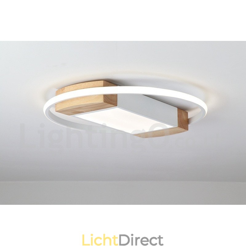 Dimbare witte ronde houten plafondlamp Ultradunne plafondlamp Kan ook als wandlamp worden gebruikt