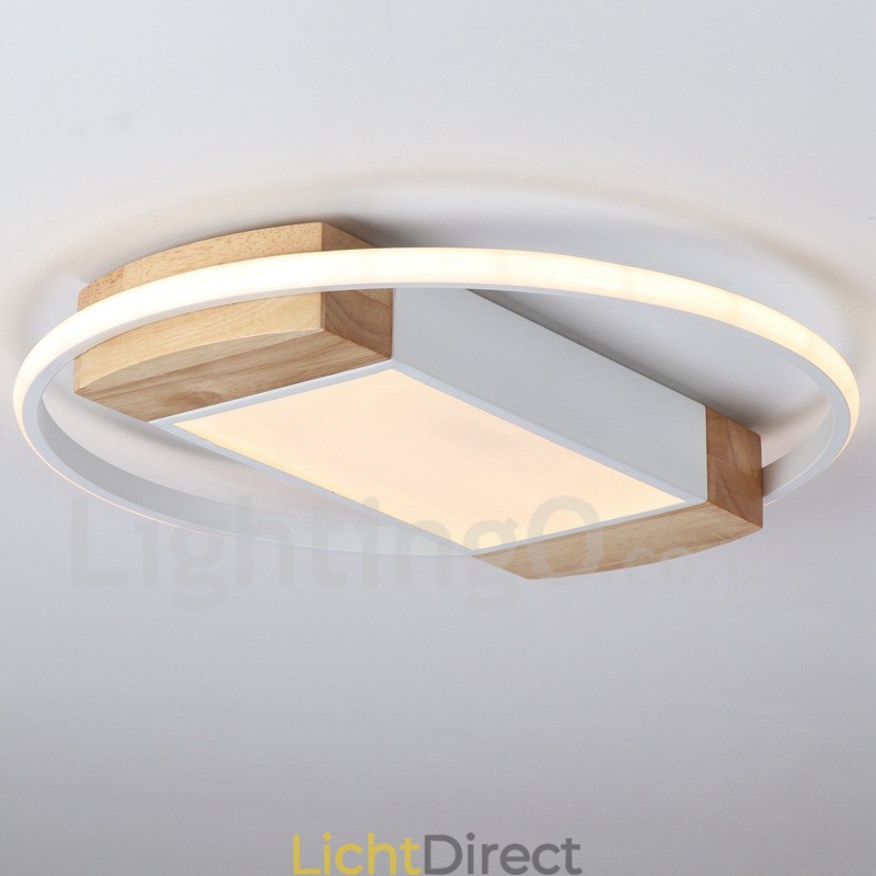 Dimbare witte ronde houten plafondlamp Ultradunne plafondlamp Kan ook als wandlamp worden gebruikt