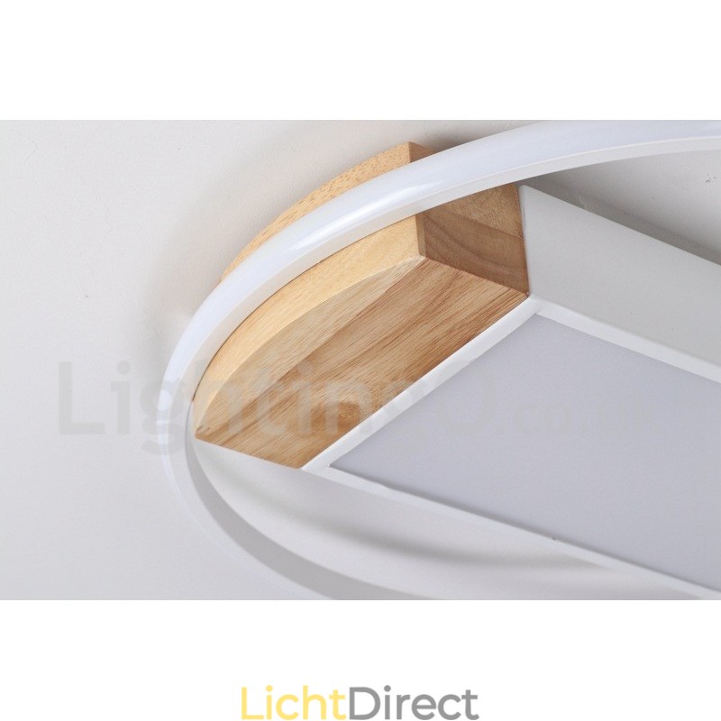 Dimbare witte ronde houten plafondlamp Ultradunne plafondlamp Kan ook als wandlamp worden gebruikt