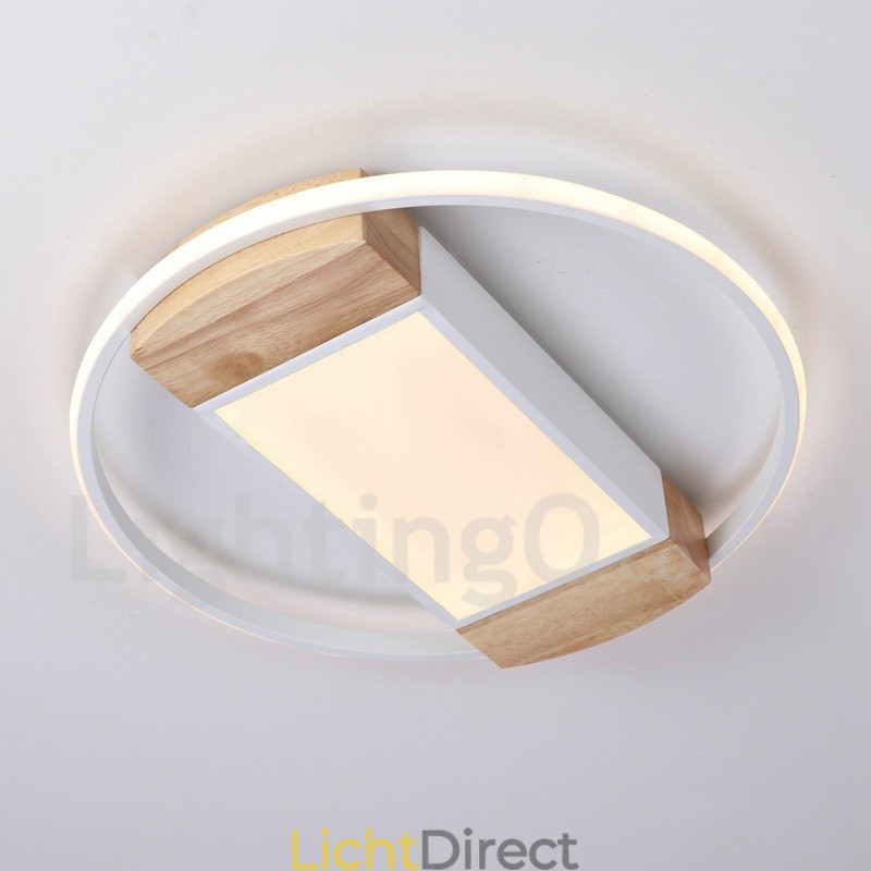 Dimbare witte ronde houten plafondlamp Ultradunne plafondlamp Kan ook als wandlamp worden gebruikt