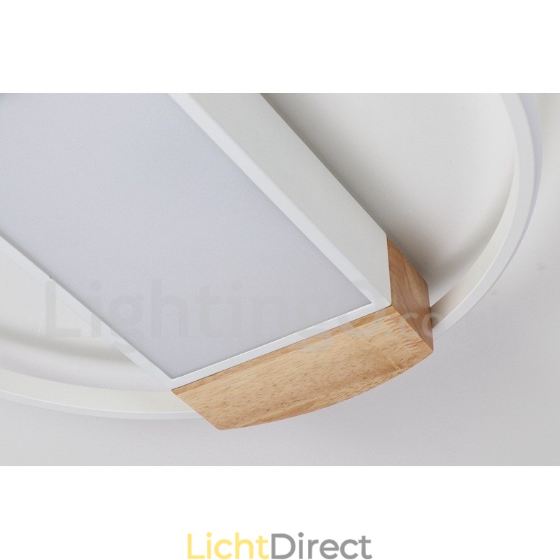 Dimbare witte ronde houten plafondlamp Ultradunne plafondlamp Kan ook als wandlamp worden gebruikt